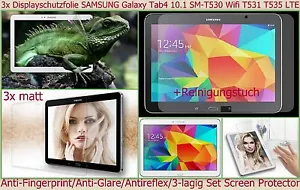 3x Antireflex matt Display Schutz Folie für Samsung Galaxy Tab 4 10.1" Kratzfest - Bild 1 von 2
