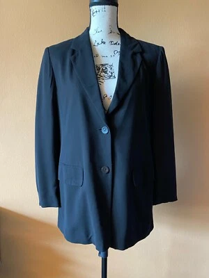 Chaqueta Blazer Max Mara Negra Mezcla Viscosa Botón Forrada Frontal Talla 4 Foto 1 de 4