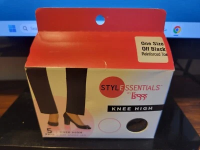 Pantimedias L'eggs Style Essentials Day transparentes hasta la rodilla talla única 5 pares negras NUEVAS Foto 1 de 4