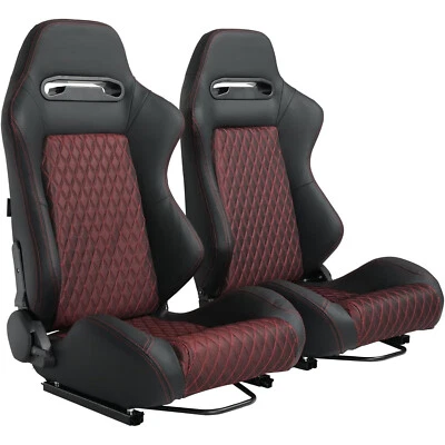 Asientos de carreras, par universal de asientos con canastilla para autos con deslizadores de montaje inferior Foto 1 de 4