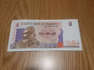 Reserve Bank of Zimbabwe 5 Dollars 1997 Banknote - Picture 1 of 2
