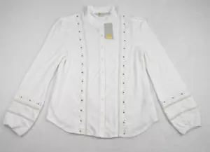 Boden Lace Inset Embroidered Jersey Blouse Womens US6 UK 10 White T1133 NWT - Picture 1 of 10