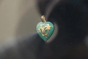 14K - I Love You - Colgante Corazón Jade - Imagen 1 de 3