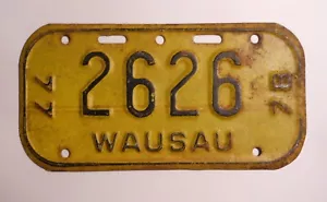 Matrícula de bicicleta Wausau Wisconsin 1977-78 de colección - Imagen 1 de 1