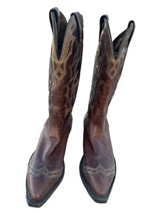 Boulet Womens Western Cowgirl Boots Two Toned Leather Sz 8.5 C Pull On - Picture 1 of 8