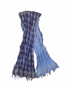 Scotch Shrunk Kids Unisex Blue Tartan Summer Scarf One Size New With Tags - Picture 1 of 1
