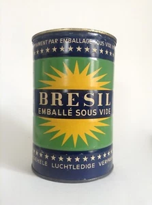 RARE Ancienne boite fer publicitaire en métal café Brésil vacuum packed TBE - Imagen 1 de 8