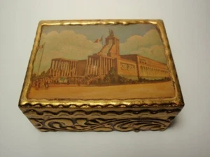 Caja pequeña baratija florentina Italia madera vintage - Imagen 1 de 9