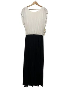 Maxi abito ALICE + OLIVIA bianco e nero colorblock con dettaglio schiena aperta nuovo con etichette Lar - Foto 1 di 12
