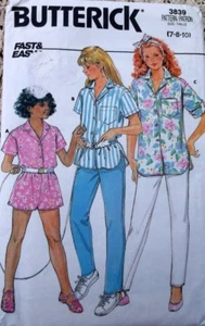 Niñas Pantalones Cortos Patrón Butterick 3839 Niñas Camisa Pantalones Patrón Talla 7-10 - Imagen 1 de 2
