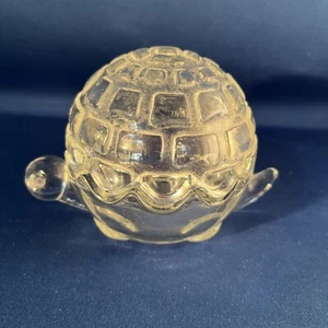 Vintage Anchor Hocking klar schwer Glas Schildkröte Schmuck Schale mit Deckel Figur - Bild 1 von 6