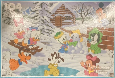 Clementoni 104 X pc Disney Babies playing in the Snow 1989. jigsaw puzzle Rare - Image 1 of 2