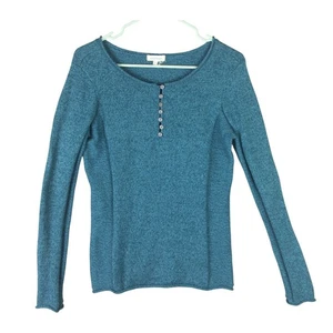 Sundance Silk Blend Knitted Long Sleeve Top Sweater Blue Henley Soft Size S - Picture 1 of 9