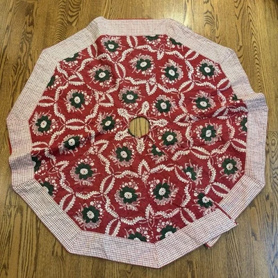 Pierre Deux French Country Hand Made Christmas Tree Skirt 48" Round Red Rare - Image 1 of 4