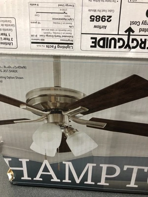 Hampton Bay Sinclair II AL958B-BN 44" Brushed Nickel LED Ceiling Fan with Light - Image 1 of 3