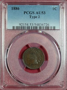 1886 TIPO 2 CENTESIMO INDIANO PCGS AU53 - Foto 1 di 4