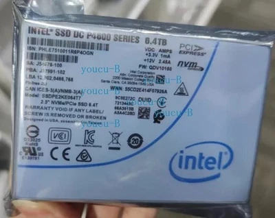 Intel DC P4600 Series 6.4TB SSD U.2 2.5" NVME Solid State Drive SSDPE2KE064T7 - Image 1 of 2