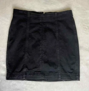 Gonna Free People taglia 6 nera denim misto cotone elasticizzato con cerniera - Foto 1 di 5