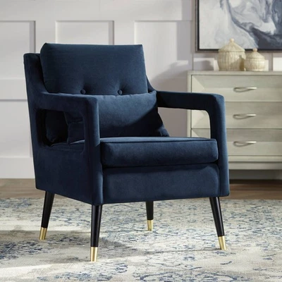 Tilman Blue Fabric Tufted Accent Chair - Image 1 of 4