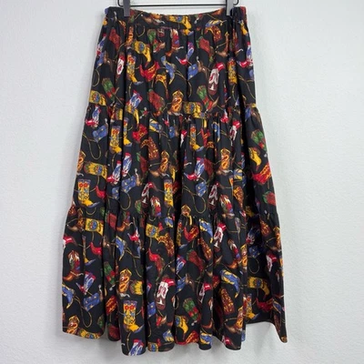 Faldas escoba para mujer OS coloridas botas de vaquero acampanadas en niveles vaquera occidental rodeo Foto 1 de 4