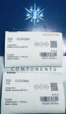5328 Cuentas Bicónicas Swarovski Cristal Metálico Sol 3mm 1440 piezas Paquetes Sellados. Foto 1 de 3