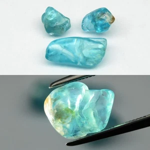 💎 Lote de 3 piezas de apatita azul verde natural áspera de 10,01 quilates - gemas de África sin calefacción - Imagen 1 de 6