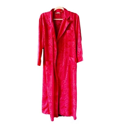 Sm Vintage Victoria’s Secret Gold Label Satin Robe Kimono Coral Pink Floral Y2K - Image 1 of 4
