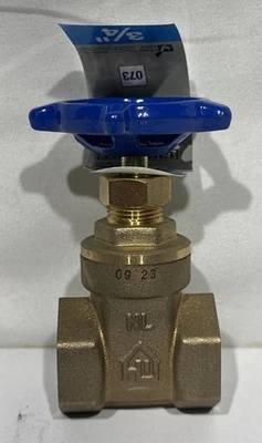 Everbilt Compact-Pattern Threaded Gate Valve Brass 200psi 3/4" x 3/4" - Image 1 of 4