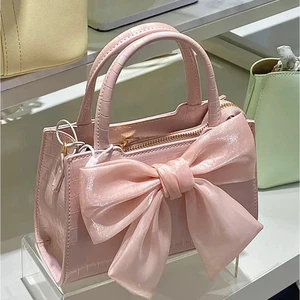 Clutch Purse Women Summer Shoulder Handbag Pink Bow Sweet Underarm Mini Bag - Picture 1 of 8