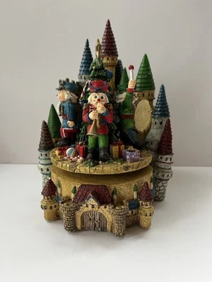 Vintage Holiday Christmas Music Box Wind Up Nutcracker Band & Castle  - Image 1 of 4