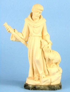 ESTATUA DE SAN FRANCISCO DE ASÍS con ESCULTURA DE CORDERO VINTAGE A. GIANNELLI ITALIA 1975 - Imagen 1 de 10