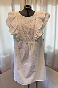 Womens 1x Terra Sky White Eyelet Sleeveless Cotton Dress Boho Cottage Core NWT - Picture 1 of 10