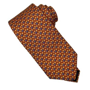 NWT Brooks Brothers Makers Men's Necktie Orange Blue Novelty Turtles Leaves Tie - Picture 1 of 6