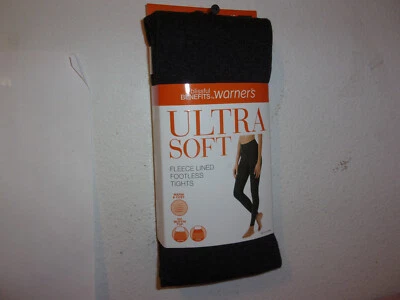 NEW LADY'S WARNER'S BLISSFUL BENEFITS FLEECE LINED FOOTLESS BLACK HEATHR TIGHTS  - Image 1 of 4