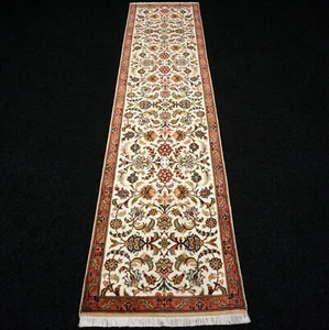 Alfombra oriental Tabriz 299 x 69 cm Tabriz crema blanco alfombra persa anudada a mano - Imagen 1 de 19
