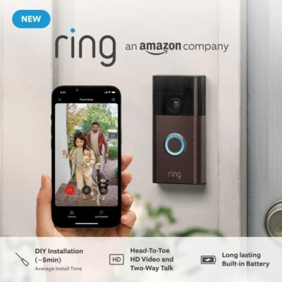 Ring Battery HD Video Doorbell (2024 release)  With Built-in Battery, Bronze - Image 1 of 4