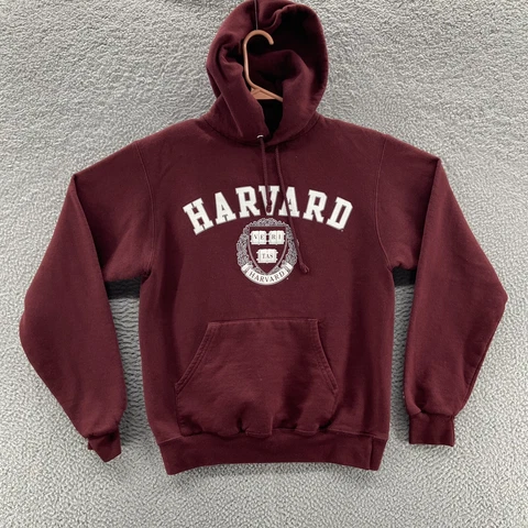 VINTAGE Harvard University Crimson Hoodie Mens Medium Champion Crest Logo 90s Cover