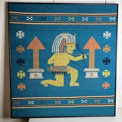 Tapiz antiguo original vintage nativo americano azteca arco cazador punta de aguja Foto 1 de 4