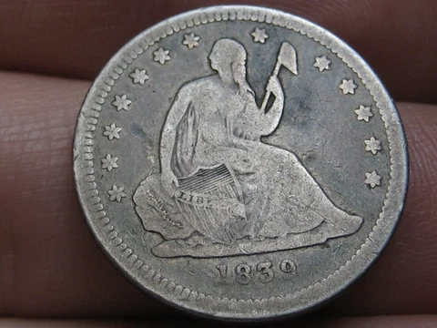1839 P Silver Seated Liberty Quarter- Philadelphia, VG/Fine Details Cover