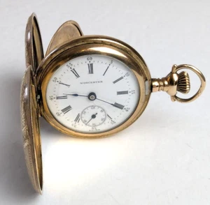 Antique Worcester sz 6 Pocket Watch Wadsworth Gold Filled Hunter Case Works! - Picture 1 of 14