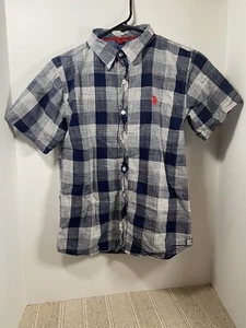 Ralph Lauren Polo Button Up Short Sleeve Shirt Plaid Stripes Boys Youth Large - Picture 1 of 5