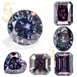 Royal Purple Moissanite Loose Stone Diamond Test Passed Brilliant Cut Gemstones - Picture 1 of 23