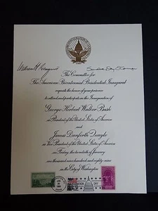 RARE Signed Bush Inauguration Invite Chief Justice William Rehnquist & O'Connor - Picture 1 of 4