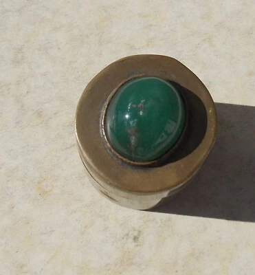 ANCIEN PETIT POT EN CUIVRE A CREME PARFUM AVEC PIERRE SEMI PRECIEUSE - Photo 1/4