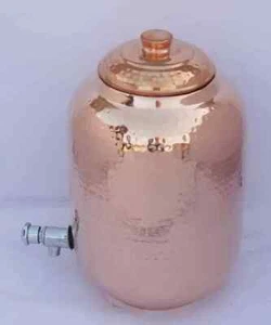 Copper Water Serving Dispenser Capsule Matka Storage Pot Tank Drinkware 4 Litres - Picture 1 of 3