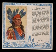 1954 T129 Red Man Tobacco American Indian Chiefs #15 Rushing Bear LOOK!