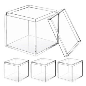 4 Pcs Transparent Square Storage Box Plastic Container Candy Boxes - Picture 1 of 12