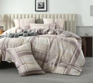 Clark Queen King Super Quilt Duvet Doona Cover Set Cotton Beige - Picture 1 of 6