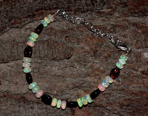 Ópalo Pulsera Natural Etíope Ópalo Piedras Preciosas Cuentas 7" Bracele N0318 - Imagen 1 de 7