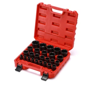 26PCS 1/2" Drive Impact Socket Set,Metric,Shallow,10mm to 36mm Cr-Mo Alloy Steel - Picture 1 of 6